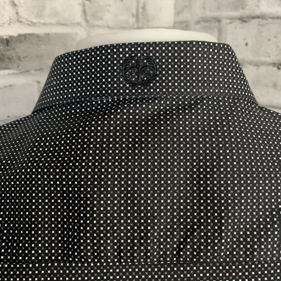 Au Noir Black White Contrasting Trim Flip Cuff Casual Button Down Shirt - Picture 8 of 15